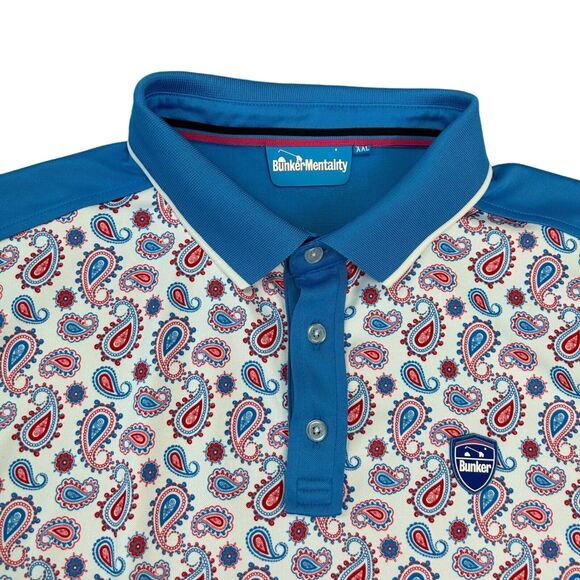 Bunker Mentality Paisley Short Sleeve Golf Polo Shirt Mens XXL - Picture 2 of 9